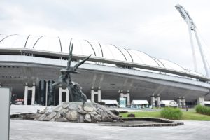 熊本市の運動公園施工現場