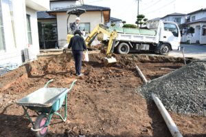 熊本市北区　外構工事　施工中