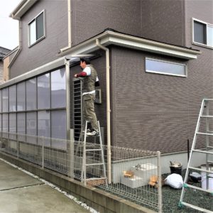 W様邸　外構工事中　テラス屋根