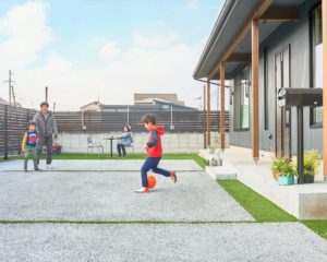 広いお庭にドライテック施工
